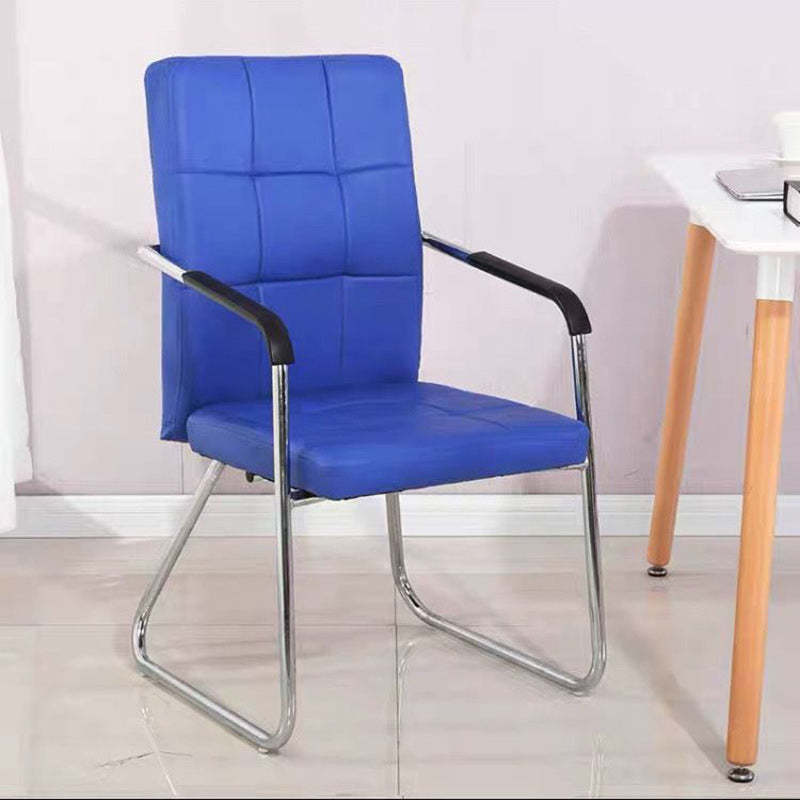 Minimalist Leather Steel Desk Armchair — Blue