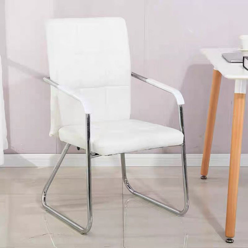 Minimalist Leather Steel Desk Armchair — White