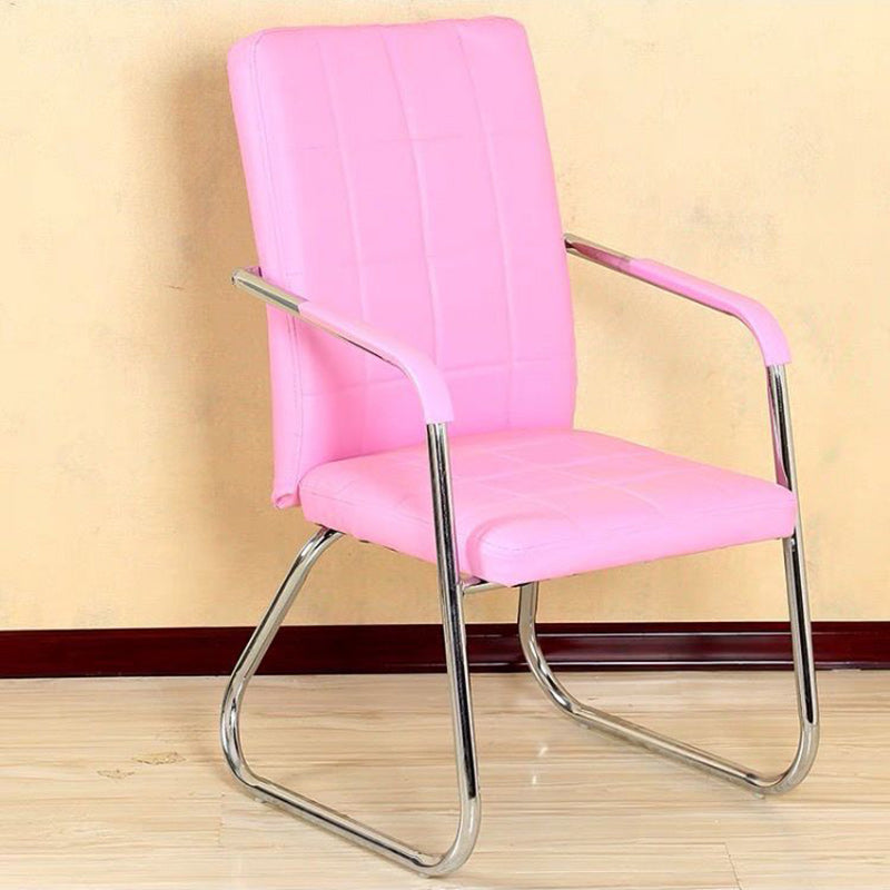 Minimalist Leather Steel Desk Armchair — Pink
