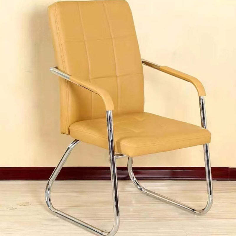 Minimalist Leather Steel Desk Armchair — Khaki