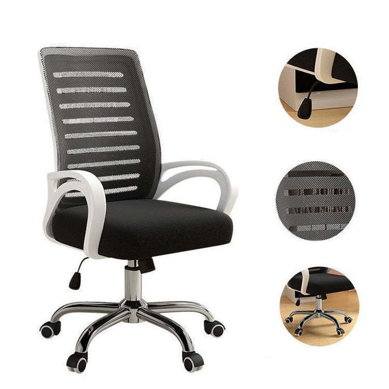 Minimalist Fabric Metal Hollow Desk Chair — White / Green