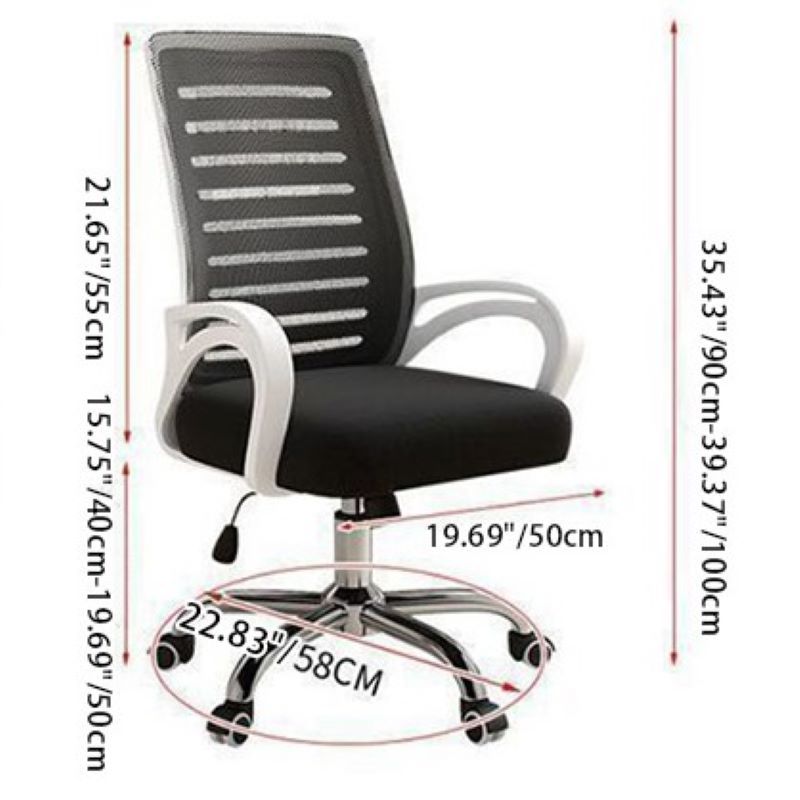 Minimalist Fabric Metal Hollow Desk Chair — White / Black