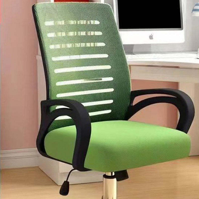 Minimalist Fabric Metal Hollow Desk Chair — Black / Green