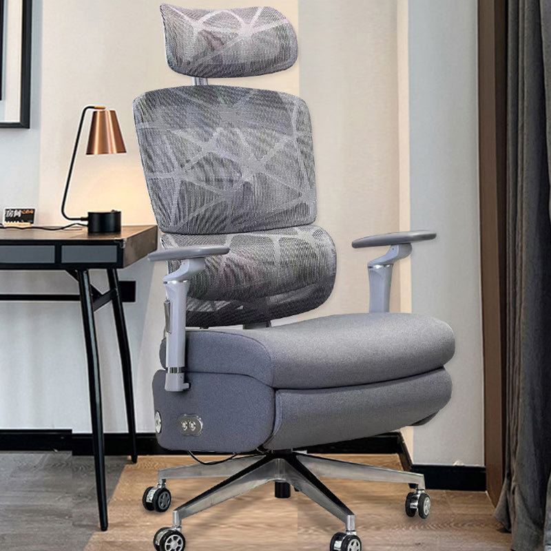 Minimalist Metal Mesh Electric Massage Desk Chair — Grey