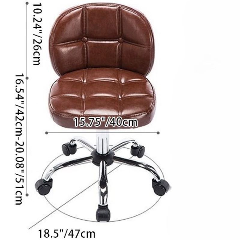 Scandinavian Leather Metal Oval Mini Desk Chair — Black
