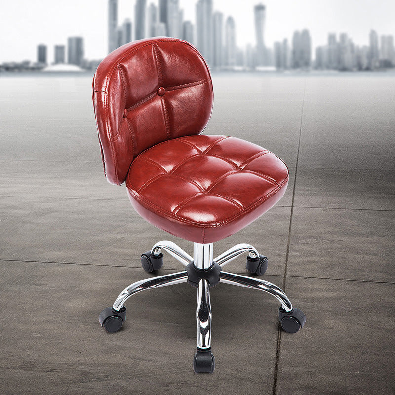 Scandinavian Leather Metal Oval Mini Desk Chair