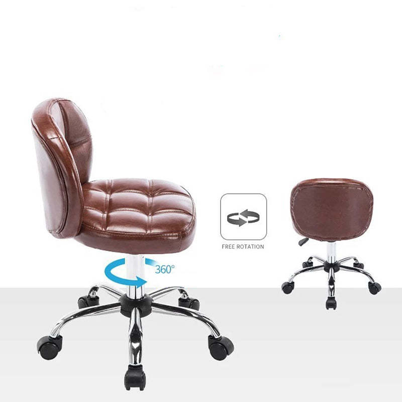 Scandinavian Leather Metal Oval Mini Desk Chair