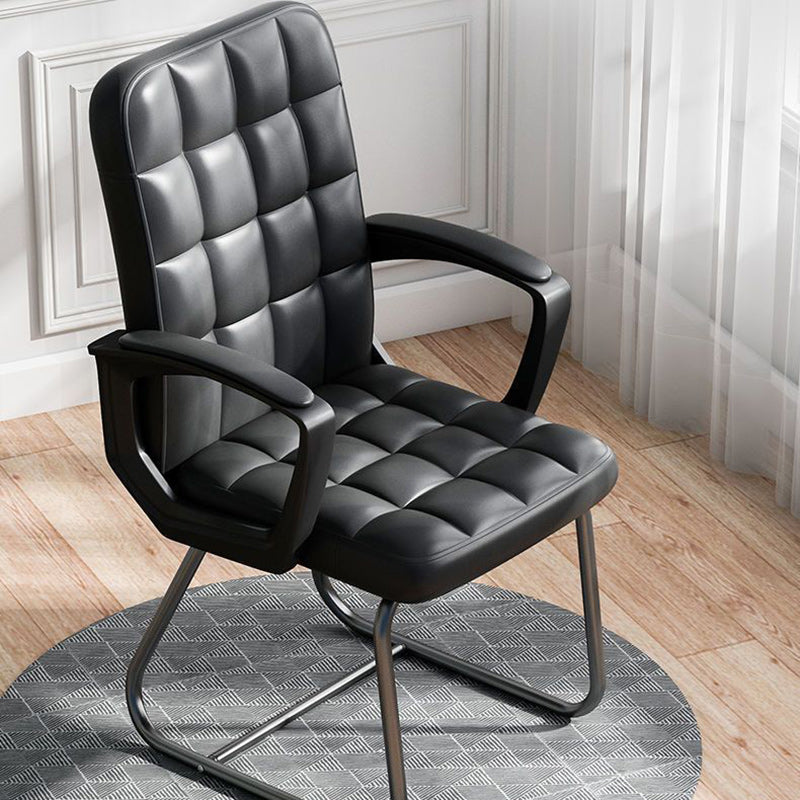 Minimalist Leather Fabric Steel Plaid Desk Chair