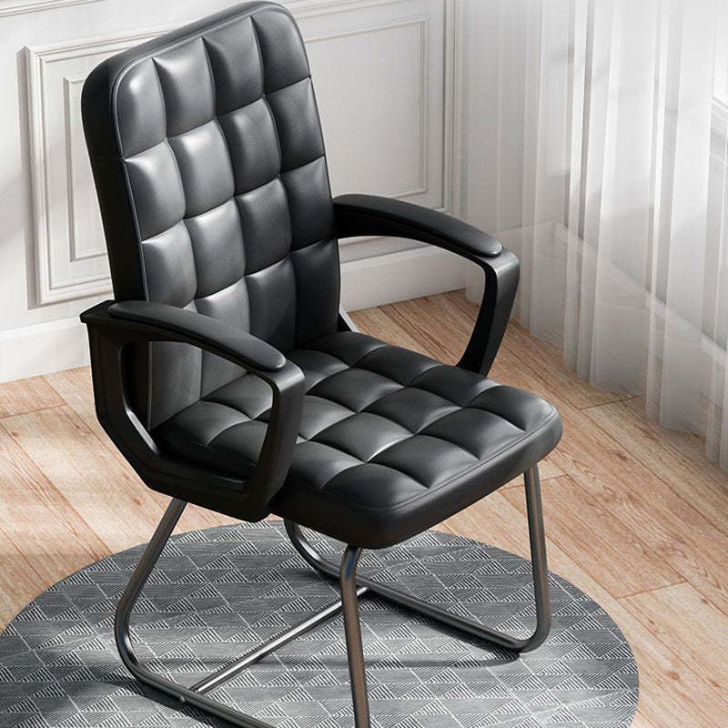 Minimalist Leather Fabric Steel Plaid Desk Chair