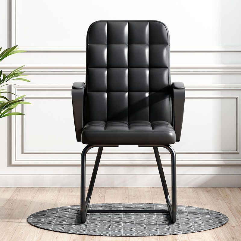 Minimalist Leather Fabric Steel Plaid Desk Chair
