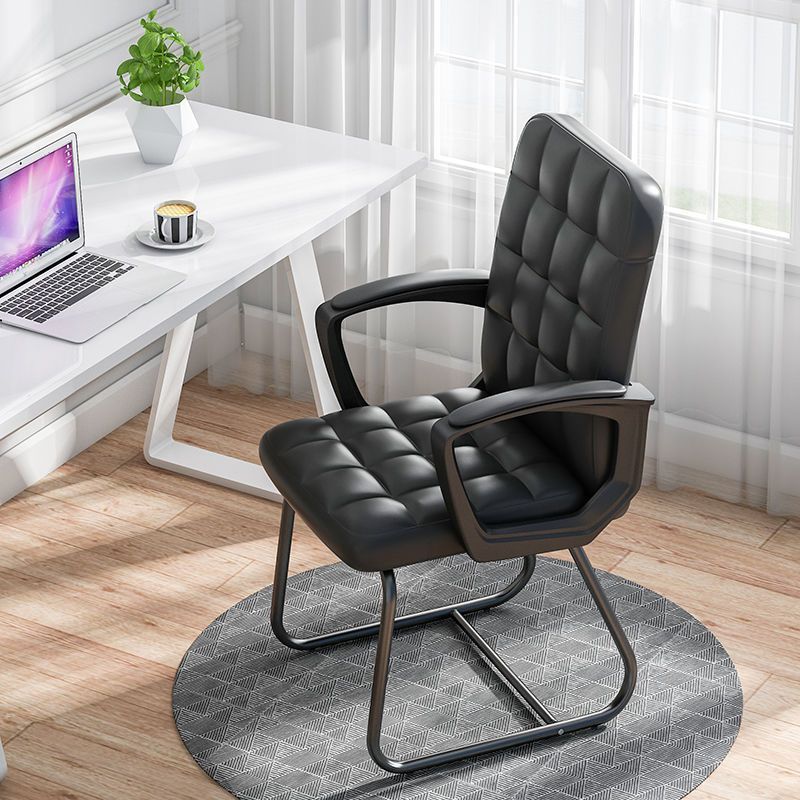 Minimalist Leather Fabric Steel Plaid Desk Chair