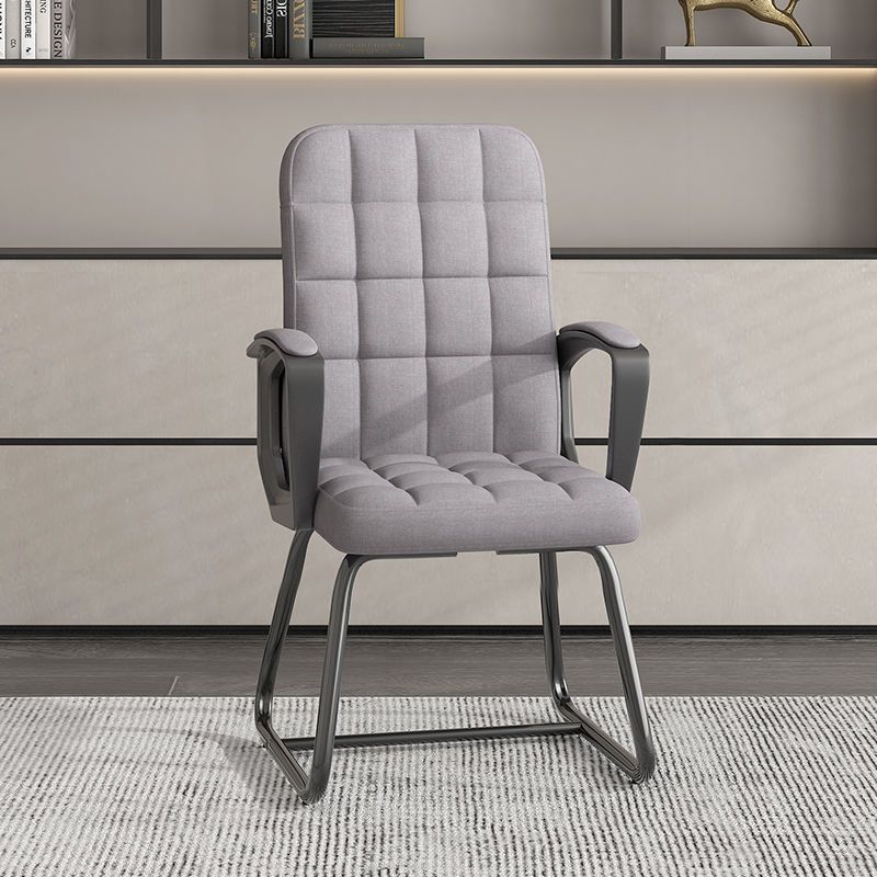 Minimalist Leather Fabric Steel Plaid Desk Chair — Fabric & Light Grey