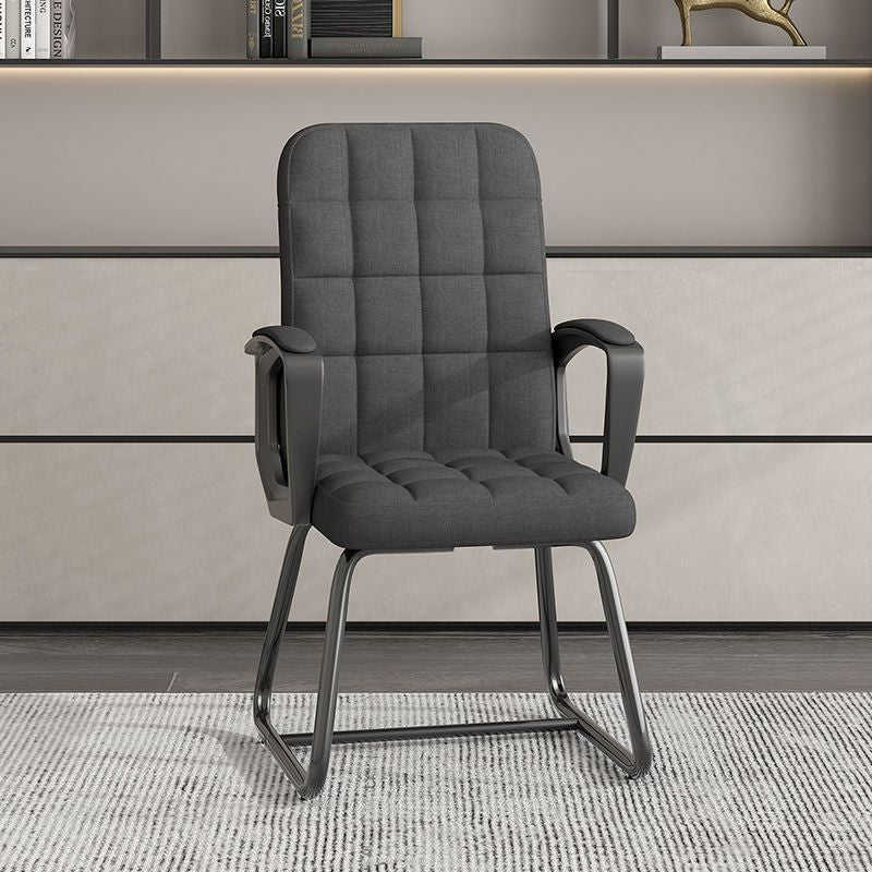 Minimalist Leather Fabric Steel Plaid Desk Chair — Fabric & Deep Grey