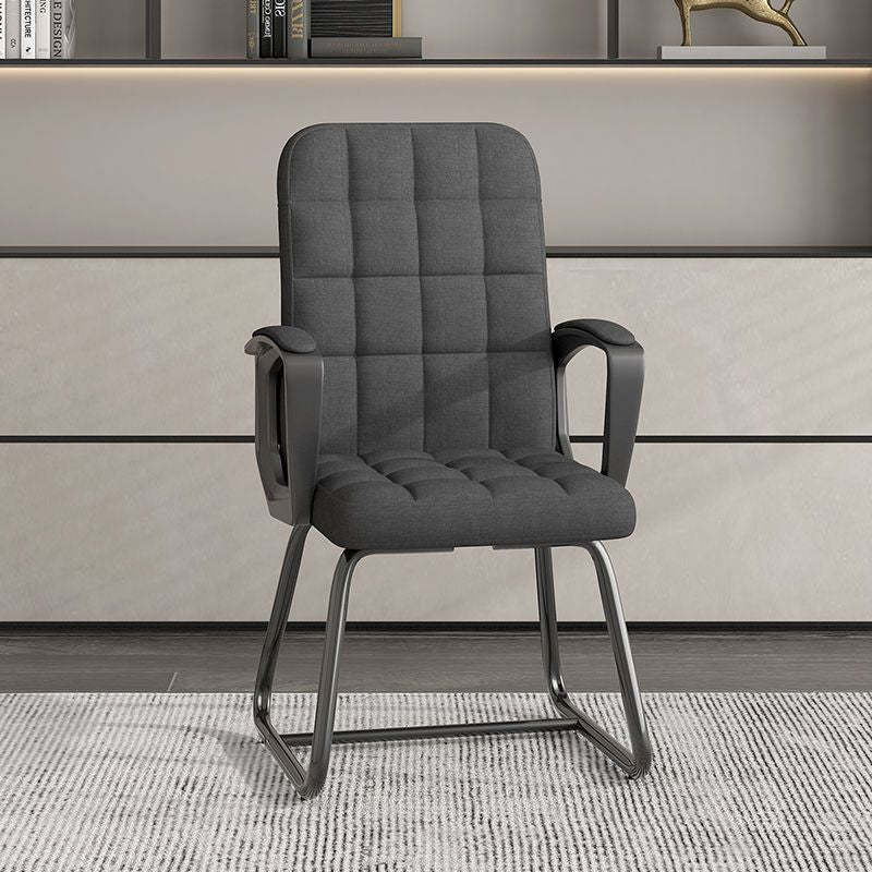 Black fabric plaid desk office chairs - minimalist — Deep Gray