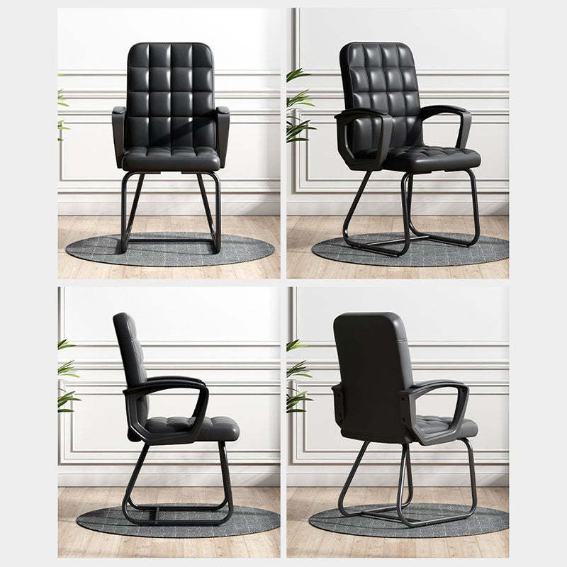 Minimalist Leather Fabric Steel Plaid Desk Chair