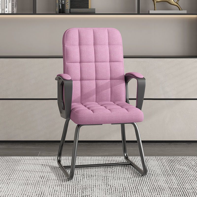 Minimalist Leather Fabric Steel Plaid Desk Chair — Fabric & Pink