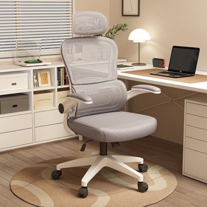 Minimalist Fabric Nylon Curved Desk Chair — Grey