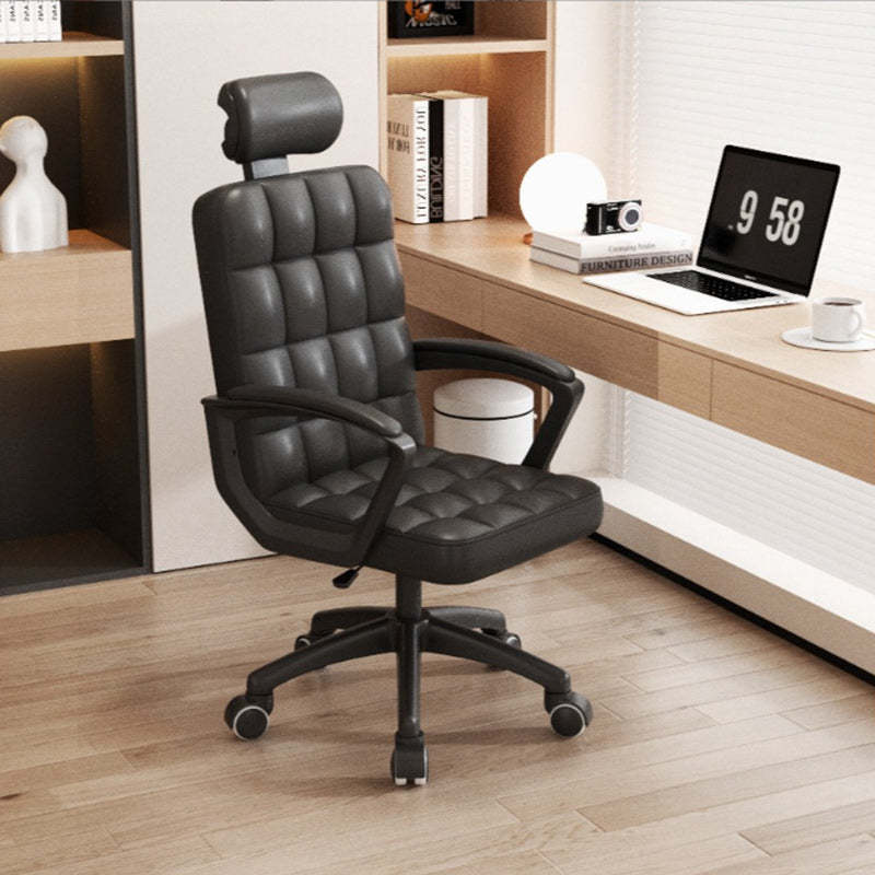 Minimalist Leather Wood Lattice Desk Chair