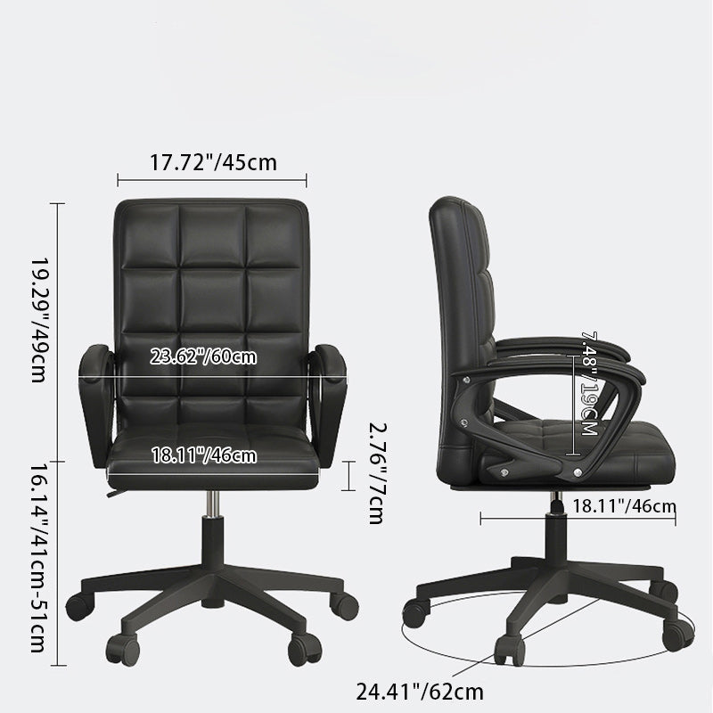 Minimalist Leather Wood Lattice Desk Chair — B / Black