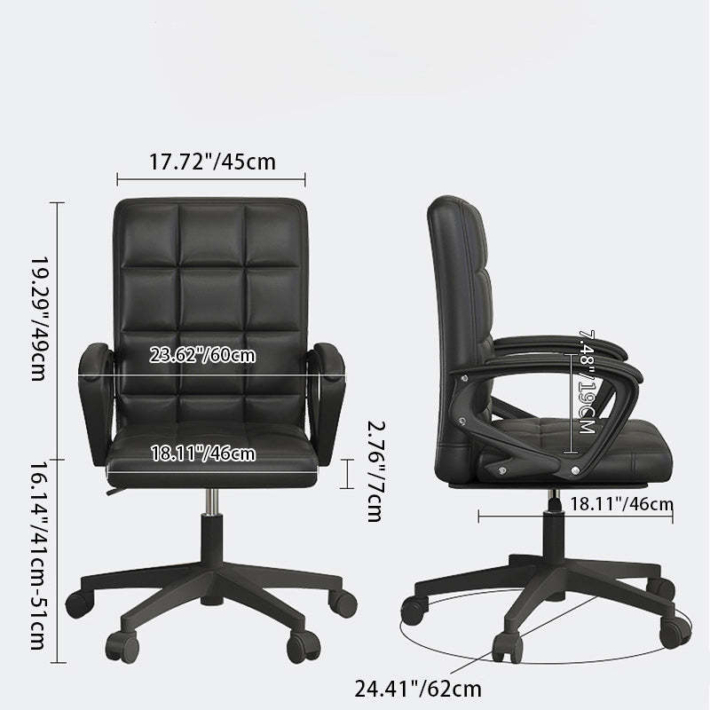 Minimalist Leather Wood Lattice Desk Chair — B / Black
