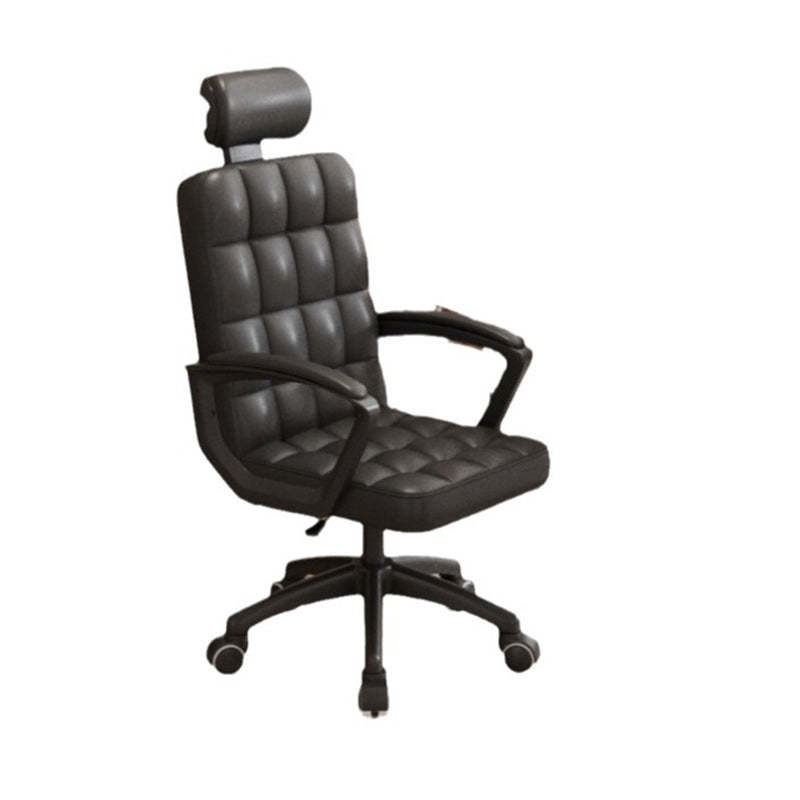 Minimalist Leather Wood Lattice Desk Chair — B / White