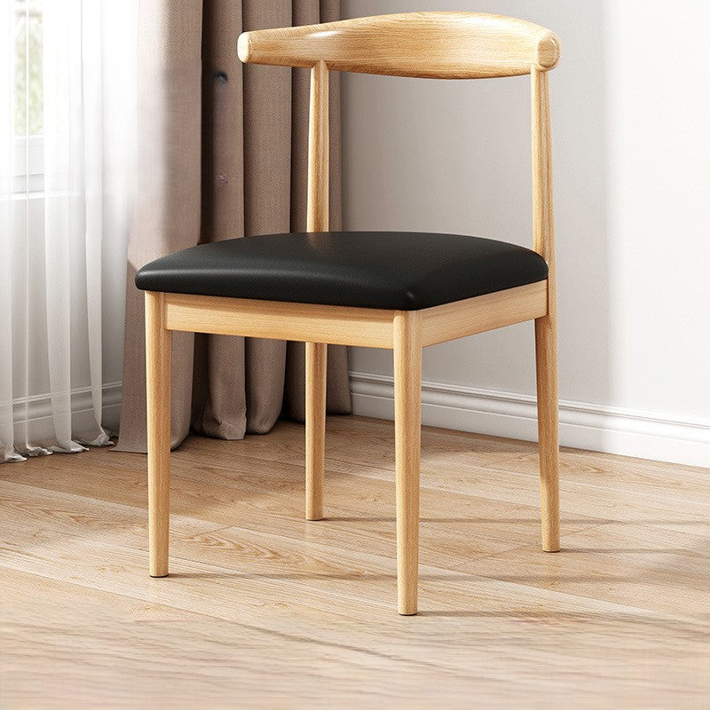 Scandinavian PU Fabric Cylinder Dining Chair — Original Wood Color & Black / PU