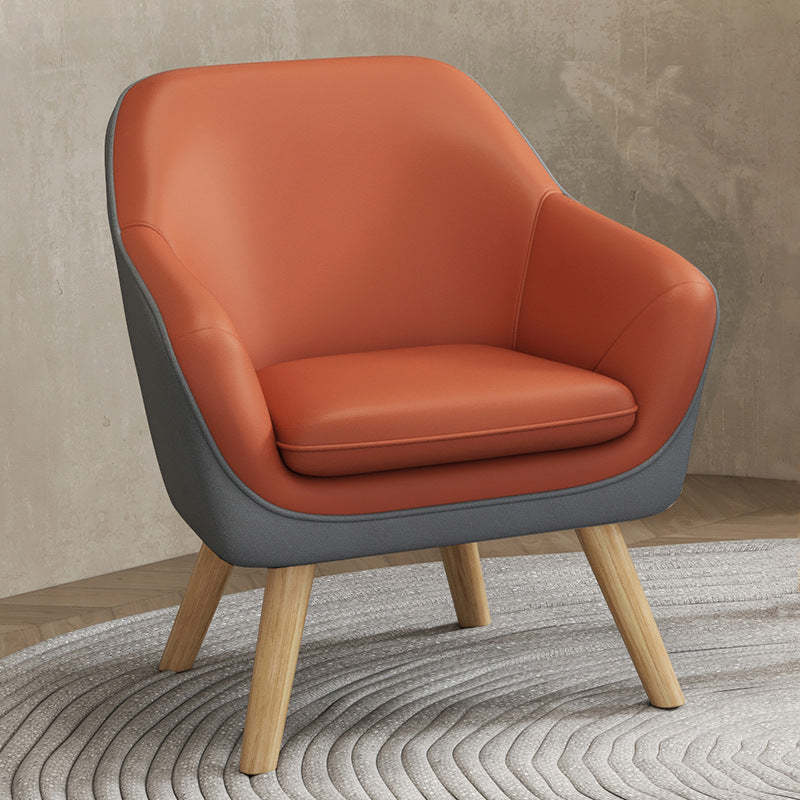 Wood fabric accent chairs for living room — Orange / Gray