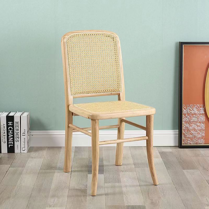 Scandinavian Rattan Lattice Dining Chair — Original Wood Color