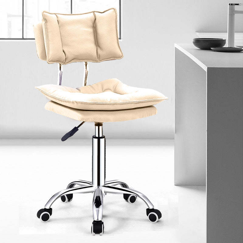 Modern Leather Adjustable Swivel Bar Stool — A / Beige