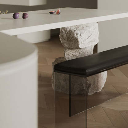 Minimalist Acrylic Leather Upholstered Bench