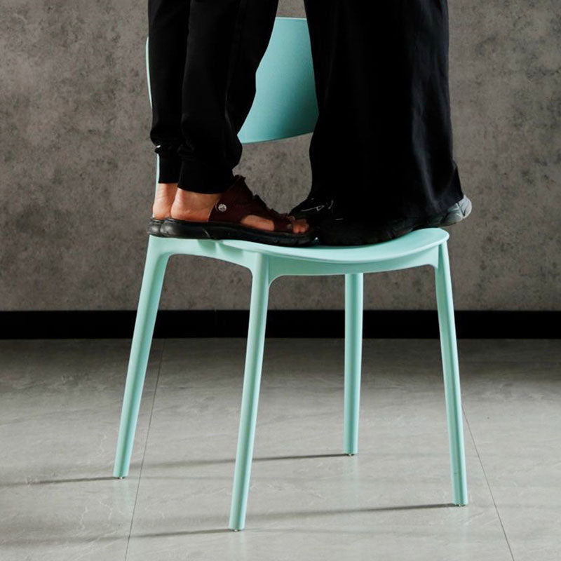 Scandinavian Macaron Plastic Stackable Dining Chair — Light Blue