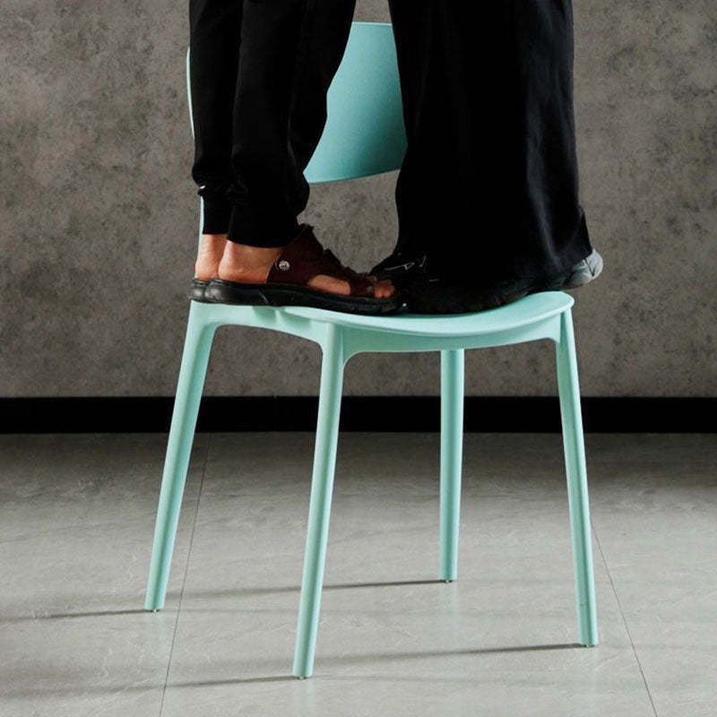 Scandinavian Macaron Plastic Stackable Dining Chair — Light Blue
