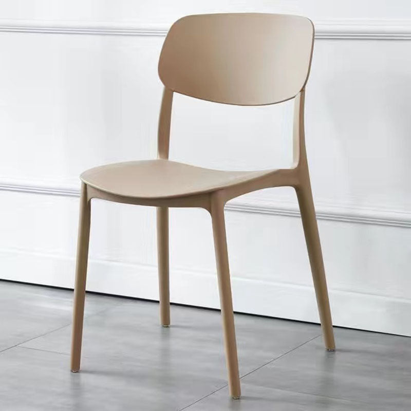 Scandinavian Macaron Plastic Stackable Dining Chair — Khaki