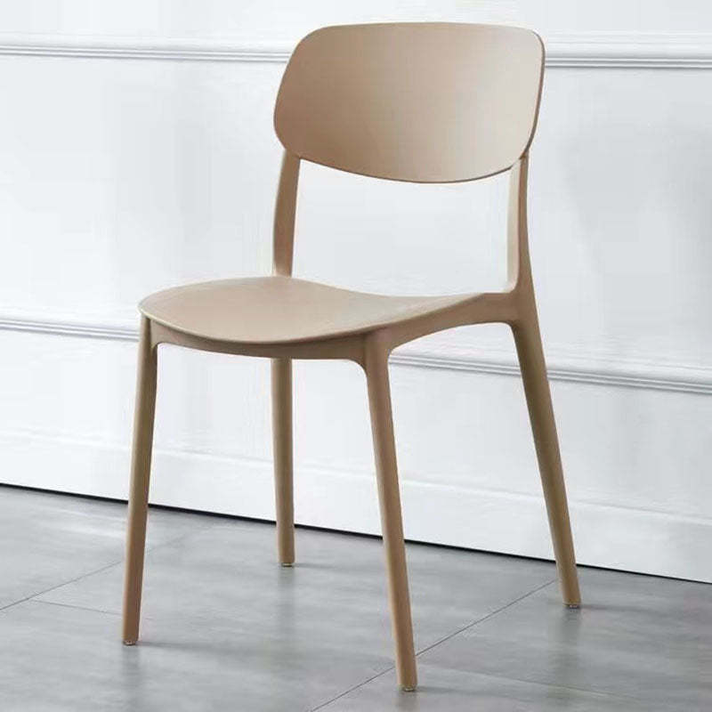 Scandinavian Macaron Plastic Stackable Dining Chair — Khaki