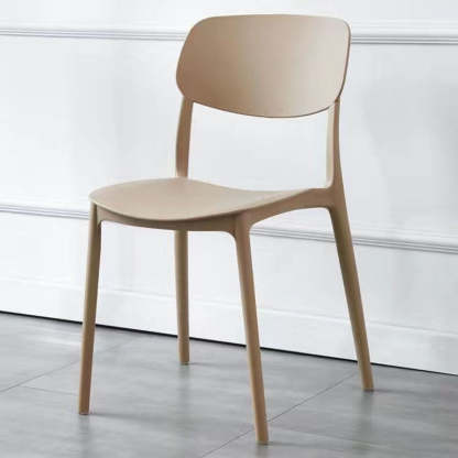 Scandinavian Macaron Plastic Stackable Dining Chair — Khaki