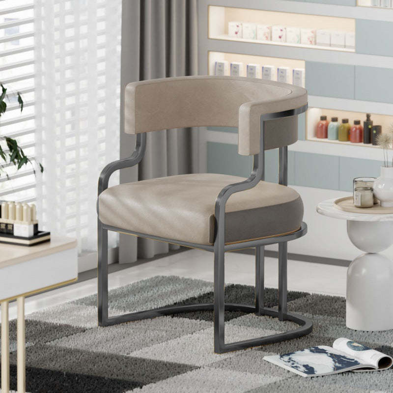 Contemporary Microfiber Leather Curved Dining Chair