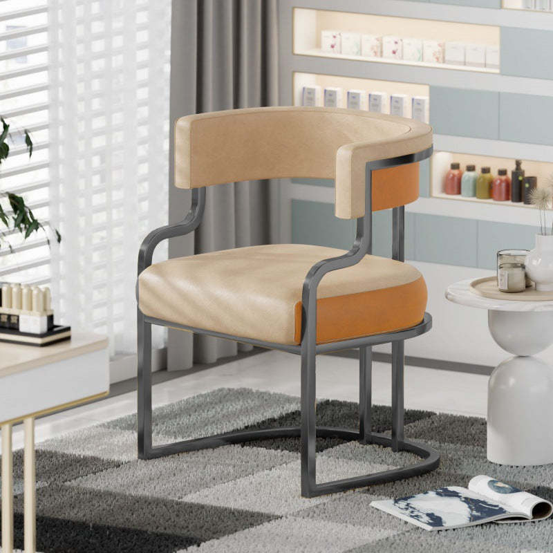 Contemporary Microfiber Leather Curved Dining Chair