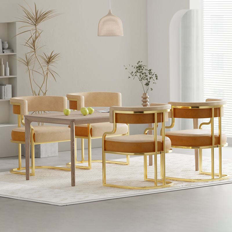 Contemporary Microfiber Leather Curved Dining Chair
