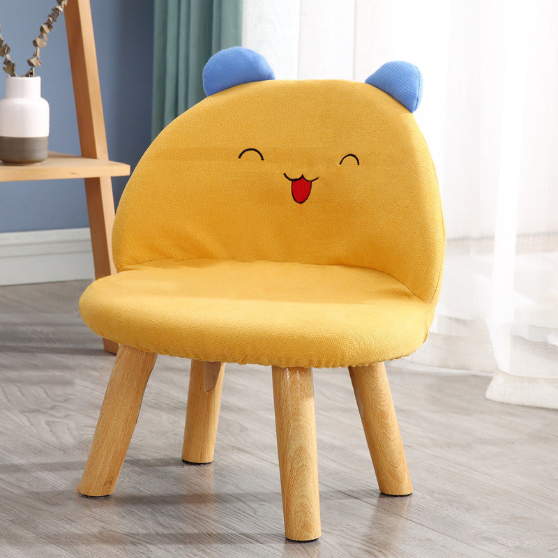 Contemporary Smiley Face Childlike Low Stool — Yellow