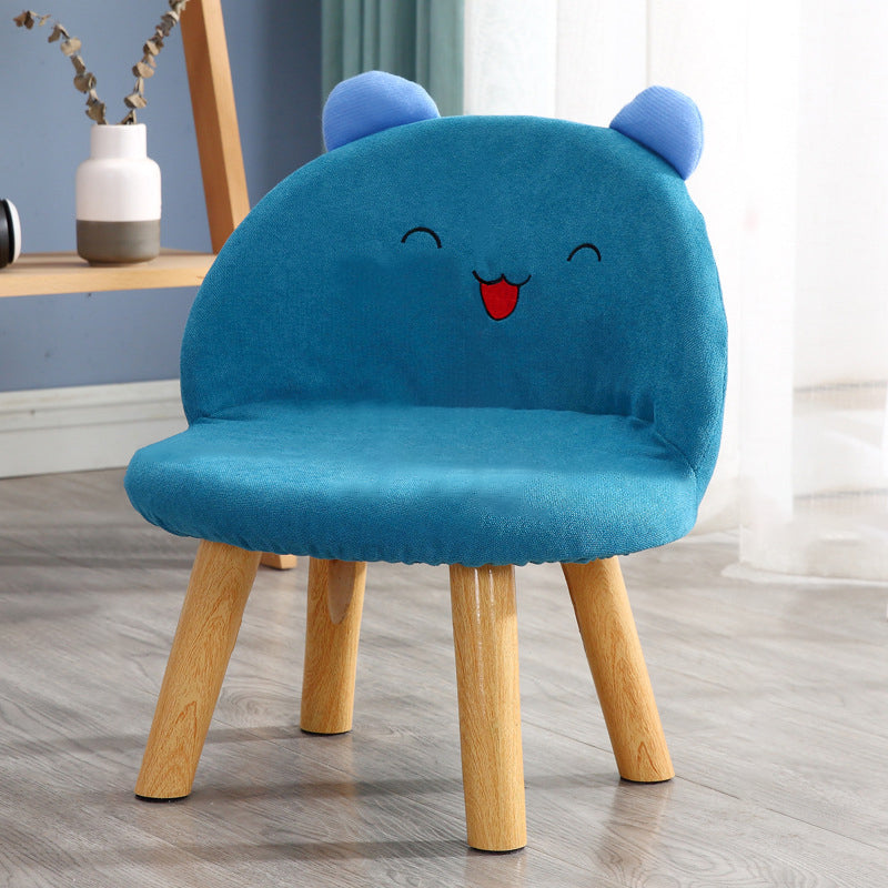 Contemporary Smiley Face Childlike Low Stool — Blue