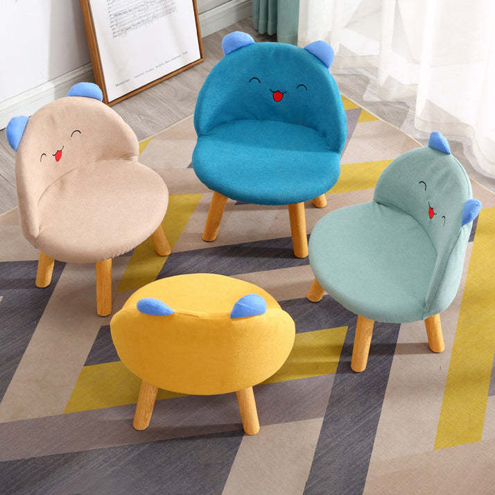 Contemporary Smiley Face Childlike Low Stool