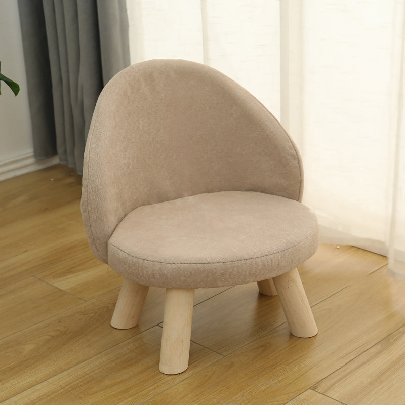 Nordic Upholstered Wood Leg Low Stool — Coffee