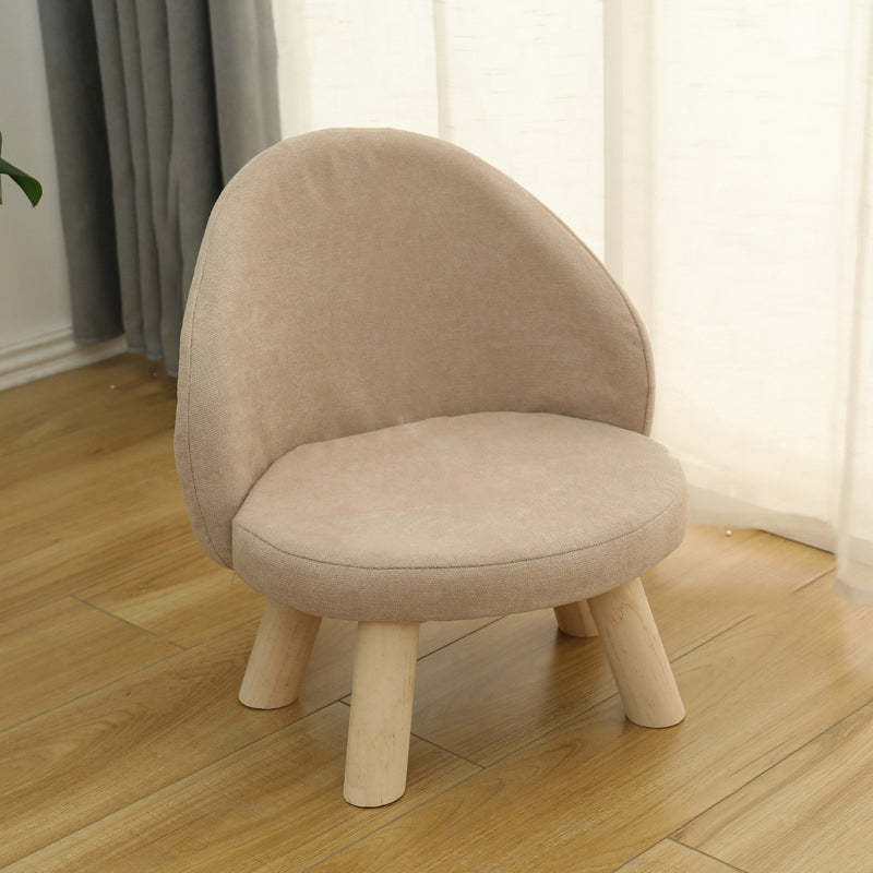 Nordic Upholstered Wood Leg Low Stool — Coffee