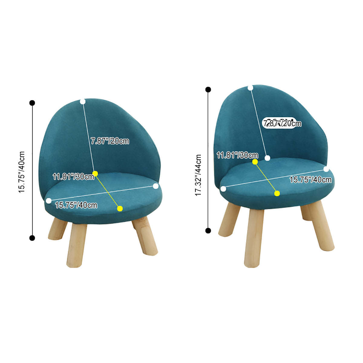 Nordic Upholstered Wood Leg Low Stool — Green
