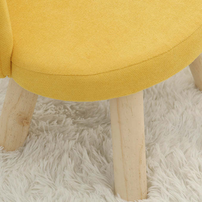 Nordic Upholstered Wood Leg Low Stool — Khaki