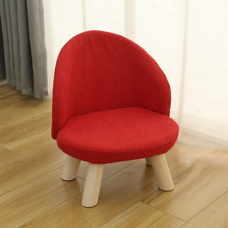 Nordic Upholstered Wood Leg Low Stool — Yellow