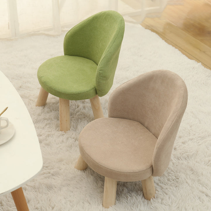 Nordic Upholstered Wood Leg Low Stool