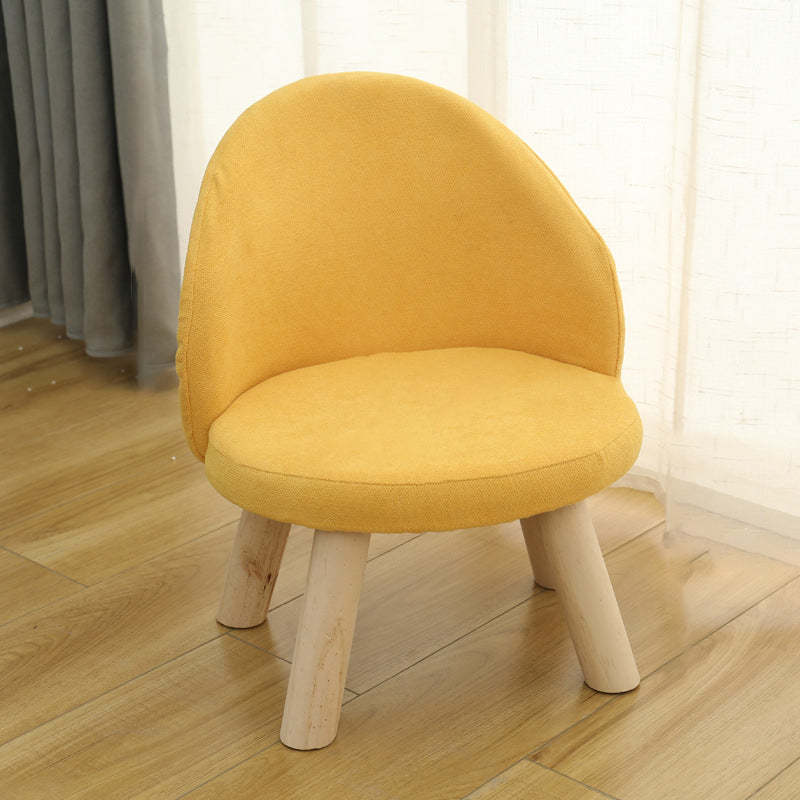 Nordic Upholstered Wood Leg Low Stool — Blue
