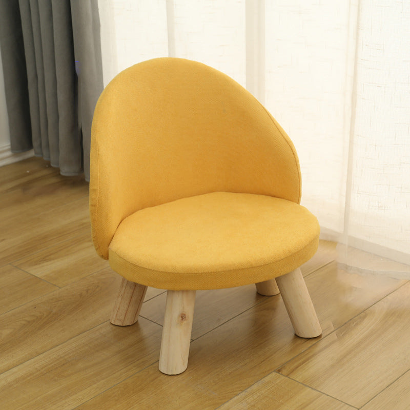 Nordic Upholstered Wood Leg Low Stool — Red