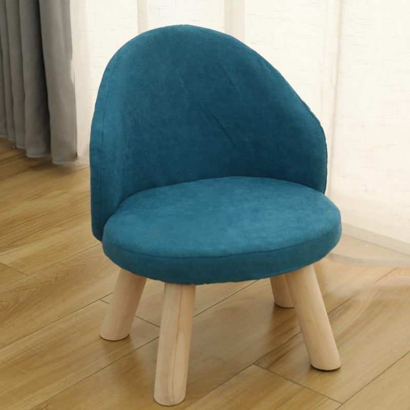 Nordic Upholstered Wood Leg Low Stool — Yellow